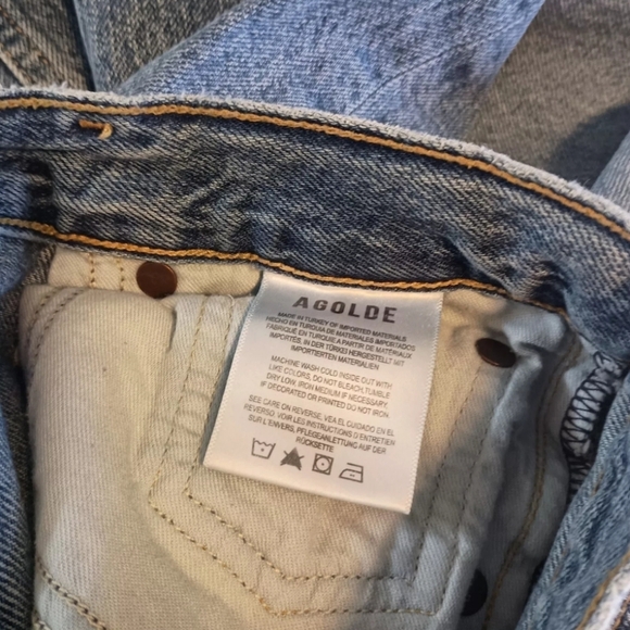 AGOLDE Riley High Rise Straight Jeans Button Fly Cropped Denim Size 25 - Picture 8 of 9